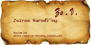 Zsiros Varsány névjegykártya